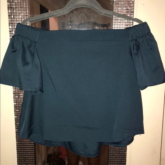 DARK TEAL OFF THE SHOULDER TOP - Picture 1 of 6